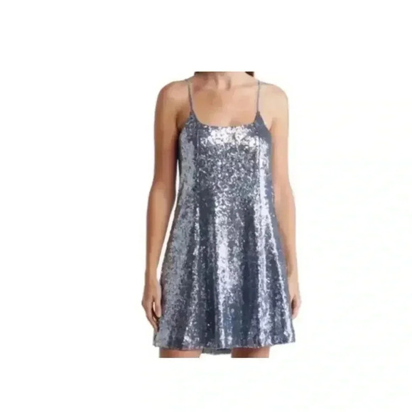 Melrose & Market Blue sequins mini dress Size small - Picture 11 of 12